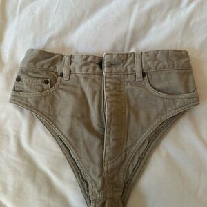 High-Waisted Tan Denim Shorts